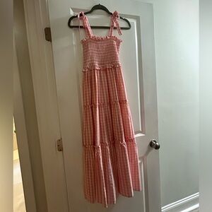 Smocked Gingham Maternity Dress size small